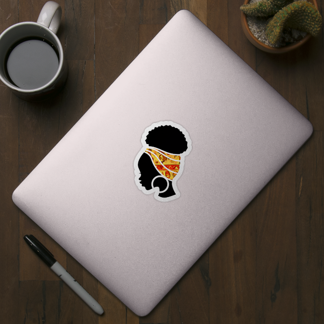 Afro Hair Woman with African Pattern Headwrap by logiamerch